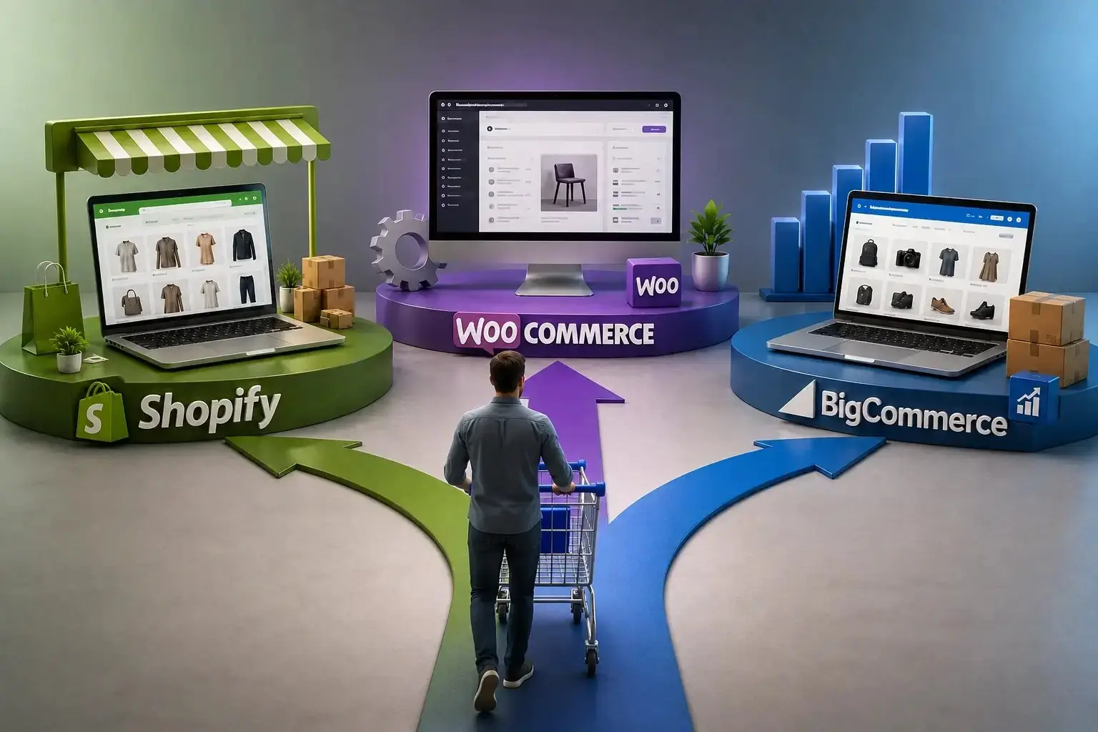 Shopify vs. WooCommerce — Which Is Better for Your Ecommerce Business? 3 একজন উদ্যোক্তা ল্যাপটপে সহজে অনলাইন শপ তৈরির কাজ করছেন।