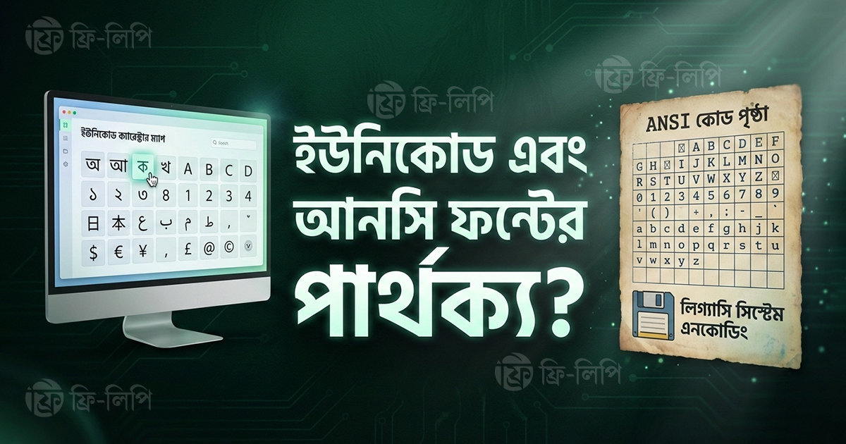 বাংলা ইউনিকোড এবং আনসি ফন্টের পার্থক্য।